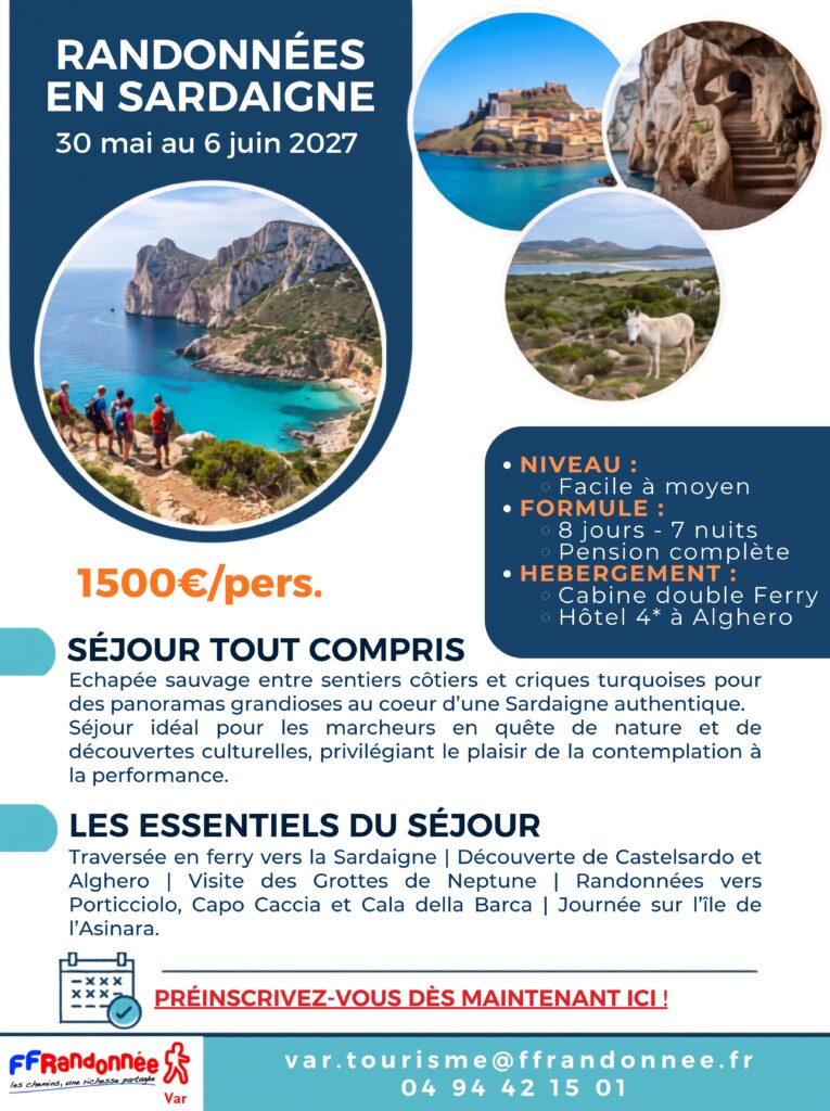 Séjours en Sardaigne du 30 mai au 6 juin 2027
CDRP83
